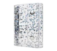 Ujjdwiurgh A8 Budget Binder Cover Clear PVC 5 Ring Binder Glitter Star Rechargeable Notebook Shell Protector avec 2 Snaps