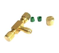 Ujjdwiurgh Adaptateur en T avec raccords filetés mâles SAE pivotants 1/4 - En laiton massif - Valve de service de réfrigération