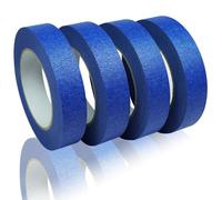 Ujjdwiurgh Adhésif pour Peintre de 1 Pouce de Large, Lot de 4, Adhésif Bleu pour Usage Général, 1 Pouce X 55 Mètres X 4 Rouleaux, 220 Mètres au Total