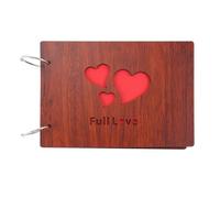 Ujjdwiurgh Album photo à faire soi-même - Couverture en bois - Pour anniversaire de mariage - 20,3 x 15,2 cm - Livre d'images auto-adhésif avec pages noires - Livre d'or de mariage - Notre mémoire