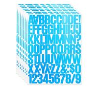 Ujjdwiurgh ALPHABET Autocollant 1,5 Pouce Lettre 8 Feuilles 576 Pièces Adhésif Numéro Autocollants Décalants pour le Scrapbooking Bleu Clair
