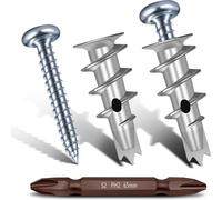 Ujjdwiurgh Ancrages Auto-Perceurs pour Cloisons Sèches en Zinc, Kit D'Ancrage et de Vis pour Murs Creux, Vis pour Cloisons Sèches, 50 Pièces D'Ancrages Muraux en Métal Robustes