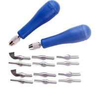 Ujjdwiurgh Art Block Cutters - Outils de Sculpture sur Linoléum Artisanaux avec 12 Lames (6 Types) et 2 Poignées de Rangement en Plastique