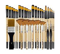 Ujjdwiurgh Artist Series Lot de 32 pinceaux en nylon avec pinceau rond, carré, plat pour peinture acrylique, peinture à l'huile