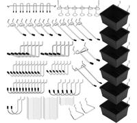Ujjdwiurgh Assortiment de 121 Crochets pour Panneaux Perforés - Accessoires Durables pour Panneaux Perforés, pour L'Organisation des Outils, Idéal pour Garage, L'Atelier