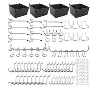 Ujjdwiurgh Assortiment de 80 Crochets pour Panneaux Perforés avec Bacs à Panneaux Perforés, Verrous à Chevilles, pour Organiser Divers Outils pour la Cuisine