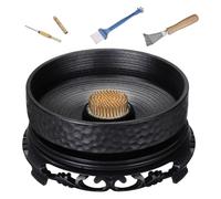 Ujjdwiurgh Avec grenouille de 5,3 cm, pot de fleurs en céramique, outil de lissage à l'aiguille et base de pot de fleurs et creux de nettoyage