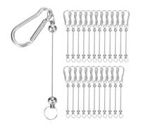 Ujjdwiurgh Barres de Porte-Clés Perlées, 24 Pièces de Porte-Clés en Métal avec Perles Vierges, Kit de Fabrication en Vrac avec Mousqueton Argenté