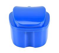 Ujjdwiurgh Bleu Foncé Cas de Dentier, Coupe de ProthèSe avec Passoire, BoîTe de Bain de ProthèSe Fausses Dents BoîTe de Rangement avec Basket Net Porte-Conteneurs pour