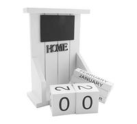 Ujjdwiurgh Bloc de Bureau en Bois Calendrier-Calendrier PerpéTuel Affichage de la Date Du Mois DéCoration de Bureau à Domicile (Blanc)