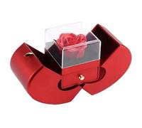 Ujjdwiurgh Boîte à bijoux rouge avec tiroir pour demande en mariage, cadeau d'anniversaire avec fleur éternelle