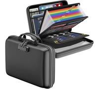 Ujjdwiurgh Boîte à documents ignifuge avec 13 dossiers accordéons - Organiseur de fichiers ignifuge - Étui rigide avec serrure pour les documents importants