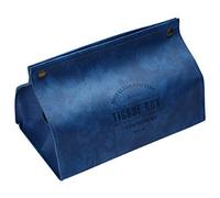 Ujjdwiurgh Boîte à mouchoirs rectangulaire pliable en cuir synthétique pour la maison, la cuisine, le rangement (bleu)
