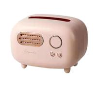 Ujjdwiurgh Boîte à mouchoirs rétro en forme de radio pour cuisine, salle de bain, comptoirs, tables de nuit, bureaux et tables, rose facile à utiliser, 17 x 12 x 12,5 cm