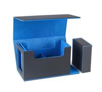 Ujjdwiurgh Boîte de rangement pour cartes avec fenêtre de présentation, étui de rangement pour cartes avec plateau à dés, boîte de rangement magnétique 35pt, bleu