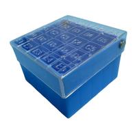 Ujjdwiurgh Boîte de rangement pour échantillons avec couvercle à rabat - Capacité de 25 cellules - Pour tubes de 1,5 à 2 ml - Bleu