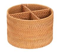 Ujjdwiurgh Boîte de rangement tissée à la main, panier de télécommande à poignée, boîte de rangement pour téléphone portable, boîte de rangement ronde pour la maison et le bureau