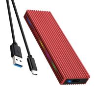 Ujjdwiurgh Boîtier de Boîtier SSD M.2 M Key 10 Gbit/S/5 Gbit/S USB-C Boîtier Mobile en Alliage D'Aluminium avec Lumière RVB - Rouge