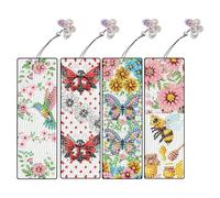 Ujjdwiurgh Bookmarks D'Art en Diamant 4pcs: pour les Fleurs de Fleur de des Femmes Bookmarks en Diamant en Diamant