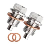 Ujjdwiurgh Bouchon de Vidange D' Magnétique M14 X 1,5 mm 2 Pièces, Bouchons de Vidange D' Moteur en Acier Inoxydable avec 2 Pièces de Joint en Cuivre Anti-Fuite