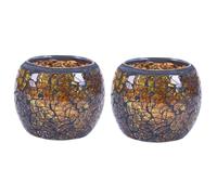 Ujjdwiurgh Bougeoir en verre mosaïque / photophore / vase / porte-stylo, romantique fait à la main en verre brisé