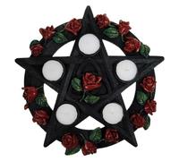 Ujjdwiurgh Bougeoir rétro en forme de rose - Bougeoirs en forme d'étoile à cinq branches - Ornements de tarot - Artisanat en résine