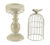 Ujjdwiurgh Bougeoir vintage en forme de cage à oiseaux, accessoires de décoration de table de mariage, bougeoir en métal et fer, facile à installer, facile à utiliser, blanc, L