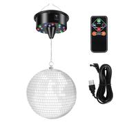 Ujjdwiurgh Boule Disco à Suspendre de 7,8 Pouces, Boule Disco Lumineuse à LED, Boule Disco Rotative, Décorations pour Fêtes en Intérieur