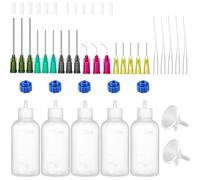 Ujjdwiurgh Bouteille D'Applicateur de Pointe de Précision de Colle 50ml, Bouteille de Compression à Pointe D'Aiguille, 14ga 16ga 18ga 20ga 25ga Bouchon de Rangement Set 2