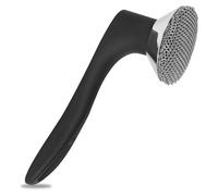 Ujjdwiurgh Brosse de nettoyage en métal avec poignée en silicone pour poêle en fonte, poêle, poêle, wok