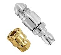 Ujjdwiurgh Buse de Jet D'éGout 2Pc 5000PSI avec Coupleur de Nettoyeur, Raccords en Laiton Connecteur, Connexion 1/4 Pouces à NPT