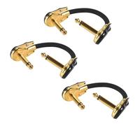 Ujjdwiurgh Câble de Raccordement pour Guitare, Cordons de Raccordement pour PéDale D'Effet, 1/4 de Pouce, Angle Droit, Profil Bas, Motif CrêPe pour PéDales D'Effet, Paquet de 3