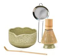Ujjdwiurgh Cadeau pour les amateurs de matcha débutants, lot de 5 fouets à matcha, bol de 532 ml avec bec, cérémonie japonaise pour fouets à matcha