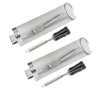 Ujjdwiurgh Cage de barbecue avec poignée en acier inoxydable - Grille roulante pour barbecue - Filet de barbecue fumé - Panier rond