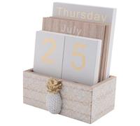 Ujjdwiurgh Calendrier de Blocs de Bureau à Rabat en Bois, Affichage PerpéTuel de Calendrier de Planche/Table, pour la DéCoration de Maison/Bureau, 11.5X6.5X14.5CM, C