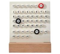 Ujjdwiurgh Calendrier de bureau rétro en bois, cadeau pour la maison, affichage mois, date, décorations de bureau pour bureau, facile à utiliser, 13,5 x 18 cm, blanc