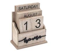 Ujjdwiurgh Calendrier Perpétuel en Bois Vintage Bloc de Bois Calendrier pour Accessoires de Bureau à Domicile Décorer Ornements Semaine Mois Affichage de la Date