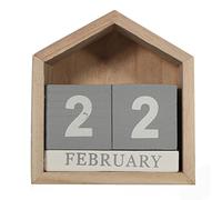 Ujjdwiurgh Calendrier perpetuelle en bois de la de vintage en forme de maison,fournitures de la decoration de ou du bureau,artisanat