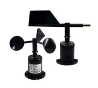 Ujjdwiurgh Capteur de Direction de la Vitesse Du Vent Noir 30M/S Capteur de Direction de la Vitesse Du Vent en Polycarbonate Station Météo Extérieure Anémomètres à 3 Tasses Sortie Du Capteur 0-5V