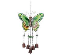 Ujjdwiurgh Carillon à vent en forme de gros papillon en fer peint en verre et tube en métal Vert