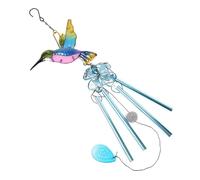 Ujjdwiurgh Carillon éolien en verre avec motif colibri bleu pour décoration murale, fenêtre, porte