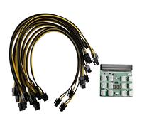 Ujjdwiurgh Carte de Conversion d'alimentation du Serveur Carte de DéRivation 12 Ports Plus 12PièCes SéRies 6Pin 50Cm Câbles d'image avec Interrupteur à Bascule
