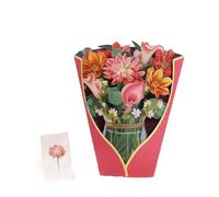 Ujjdwiurgh Cartes -Up, Dear, Bouquet de Fleurs Éternelles de 13,8 Pouces en 3D avec Carte de Voeux et Note, Travail Minutieux Facile à Utiliser