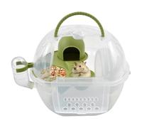 Ujjdwiurgh Case de Transport Respirante, Porte-Avions de Voyage de Hamster à 2 Niveaux avec Une Bouteille de Roue d'exercice Silencieuse Plats Alimentaires Verts