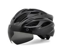 Ujjdwiurgh Casque de Vélo Casque de Vélo avec Lunettes de Feu Casque de Réglable pour Adultes Femmes Noir