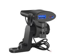Ujjdwiurgh Chargeur USB de Moto Guidon Charge Adaptateur de Prise ¨¦tanche 12 V 24 W avec Voltm¨¨tre Pi¨¨Ces de Moto