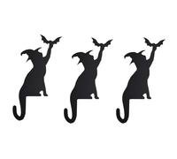 Ujjdwiurgh Chats sorciers avec aile de chauve-souris, décoration de chat noir, décoration d'angle de porte d'Halloween, chat sorcier, facile à utiliser