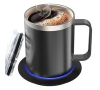 Ujjdwiurgh Chauffe-Tasse à Café Auto-Chauffant à Double Couche en Acier Inoxydable 304 avec Ensemble de Tasses pour Bureau à Domicile