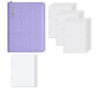 Ujjdwiurgh Classeur d'autocollants à couverture rigide A5 holographique réutilisable avec 30 pages Violet