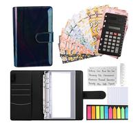 Ujjdwiurgh Classeur de Budget A6, avec Enveloppes à Fermeture éClair, Calculatrice et Carte, Organisateur D'éConomie D'Argent en PU pour Classeur D'Enveloppes de Farce en EspèCes